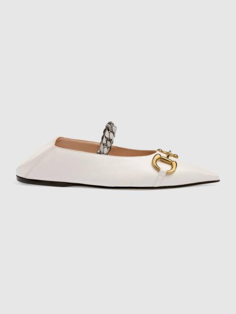 GUCCI Women's leather ballet flat with Horsebit