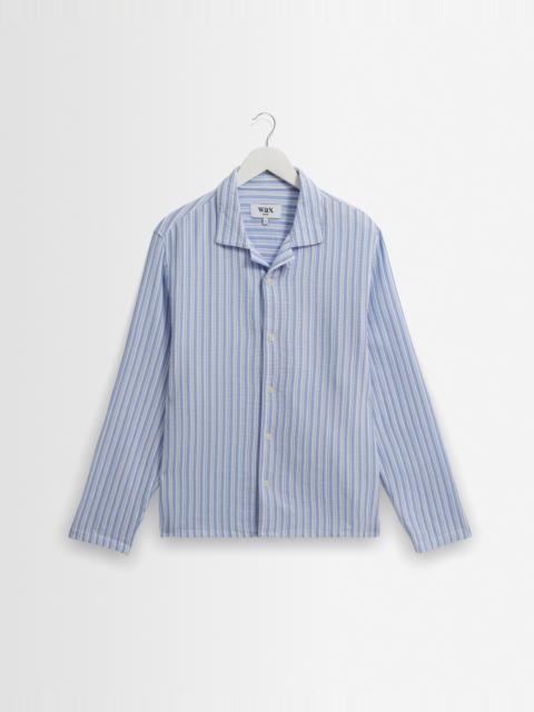 Wax London Corey - Bright Blue Cotton Twisted Stripe Shirt
