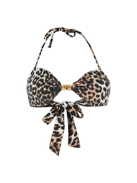 GANNI leopard-print halterneck bikini top