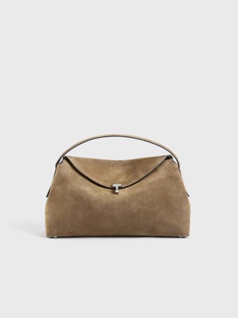 TOTEME T-lock suede top handle tobacco