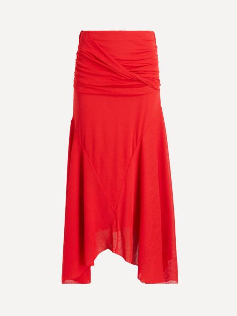 GANNI Red Marl Mesh Long Skirt