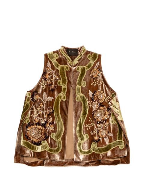 BIYAN sequin-embellished velvet waistcoat