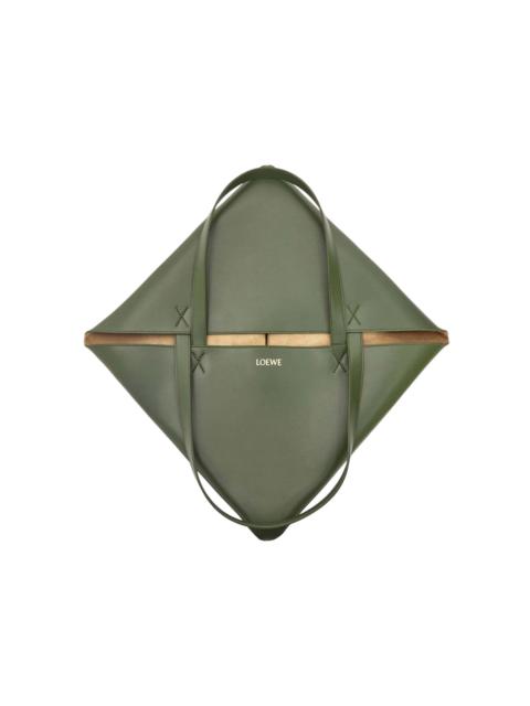 Loewe LOEWE Large Puzzle Fold Tote in Shiny Calfskin Umber/Hunter Green