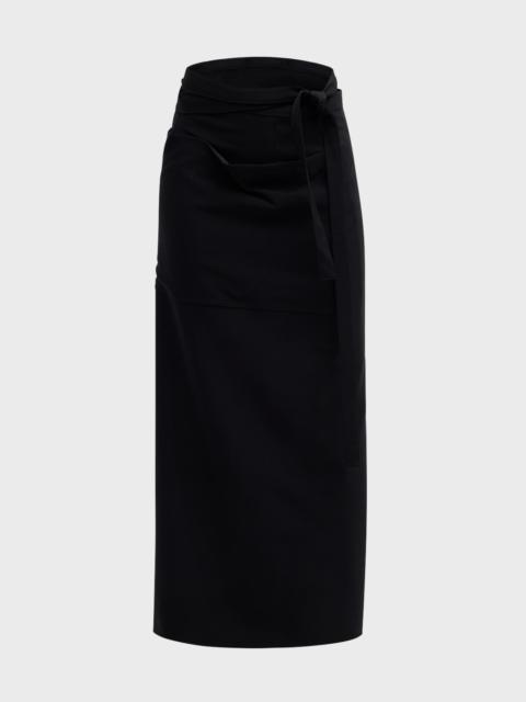 The Row Millie Large Pocket Maxi Wrap Skirt