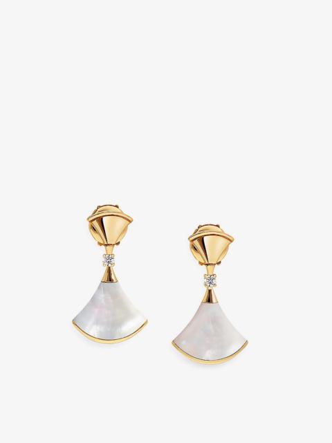 Divas' Dream 18ct yellow-gold, 0.07ct diamond and mother-of-pearl earrings