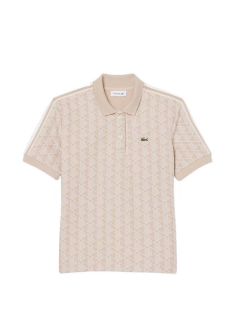 LACOSTE monogram-patterned polo shirt