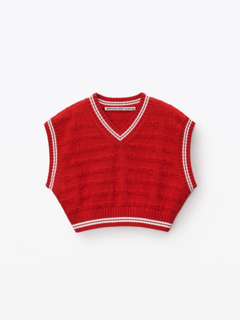 Alexander Wang CROPPED V-NECK VEST IN COMPACT COTTON