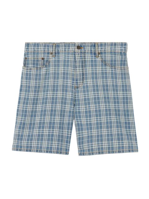 Burberry Men's Douglas Check Denim Shorts - Light Indigo Blue
