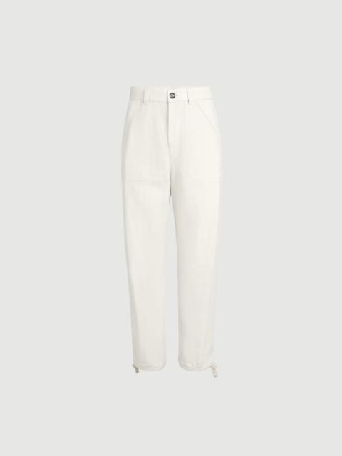Brunello Cucinelli Linen and cotton drill trousers with patch pockets and drawstring