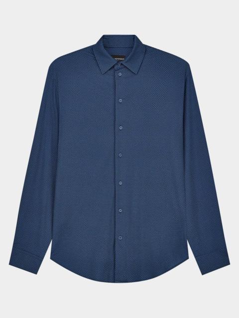 EMPORIO ARMANI Men's Geometric Stretch Button-Front Shirt