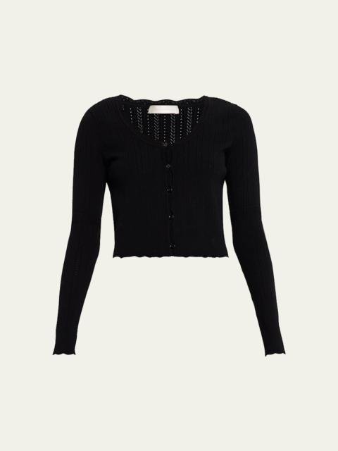 LoveShackFancy Martti Stretch Pointelle Cardigan