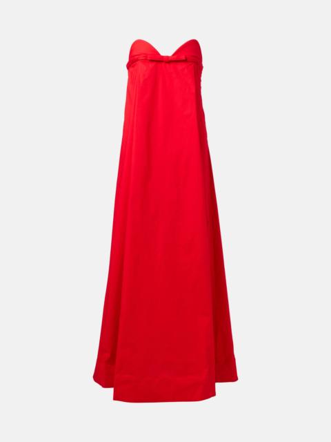 ADRIANA DEGREAS Bow-detail cotton-blend maxi dress