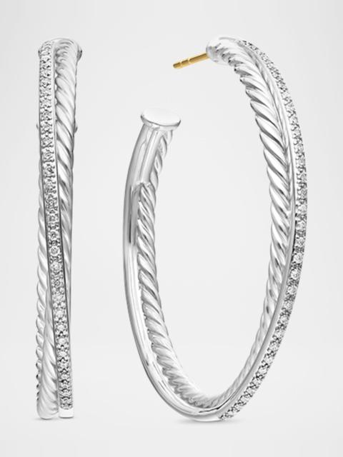 DAVID YURMAN DY Crossover Extra-Large Hoop Earrings w/ Diamonds