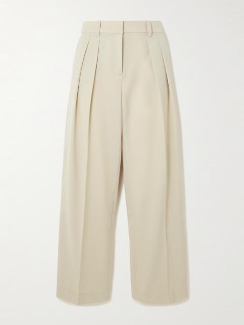The Frankie Shop Daytona Pleated Grain De Poudre Wide-leg Pants