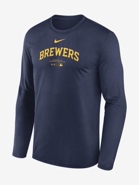 Milwaukee Brewers Authentic Collection Practice Nike Men's Dri-FIT MLB Long-Sleeve T-Shirt