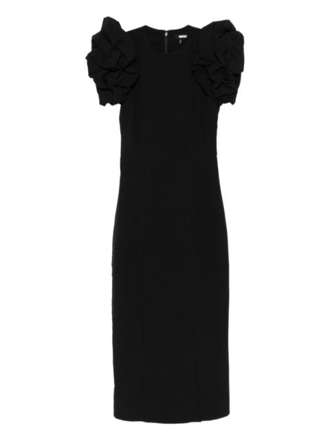 ROTATE puff-sleeve midi dress