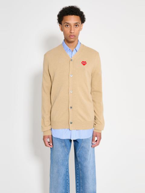 COMME DES GARÇONS PLAY X INVADER CARDIGAN LIGHT CAMEL