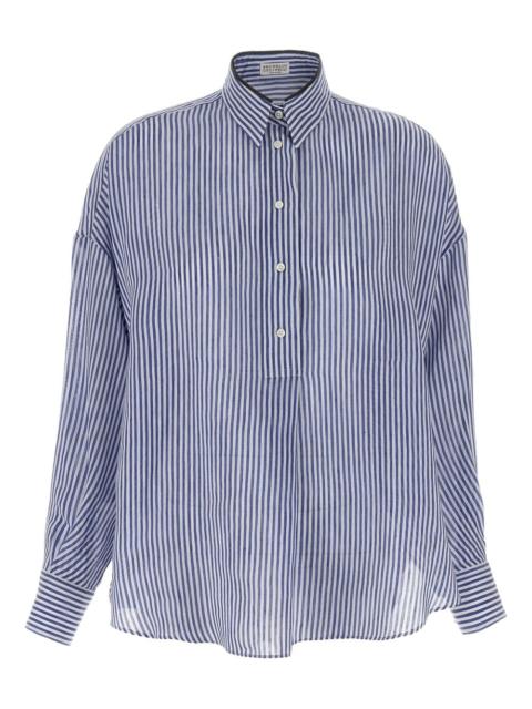 striped button-up shirt