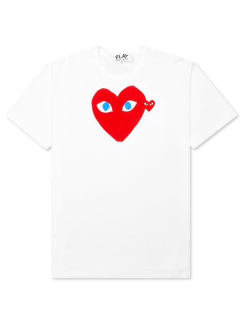 Comme des Garçons PLAY COMME DES GARCONS PLAY WOMEN'S BLUE EYES RED HEART T-SHIRT - WHITE
