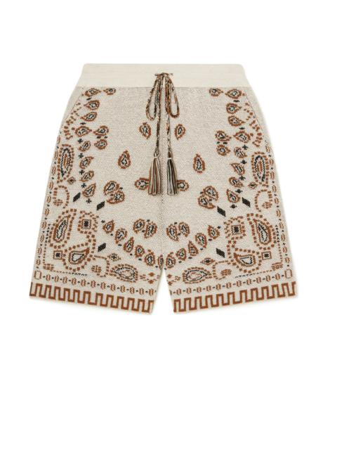 Alanui Cotton Piquet Bandana Shorts