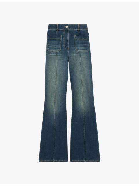 REISS Sakura flared-leg high-rise cotton-blend jeans
