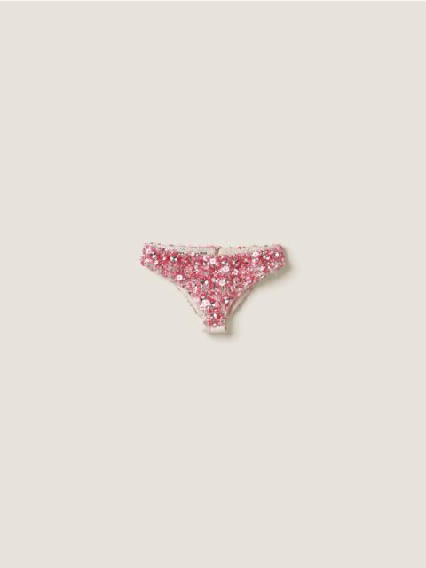 Embroidered silk and wool panties
