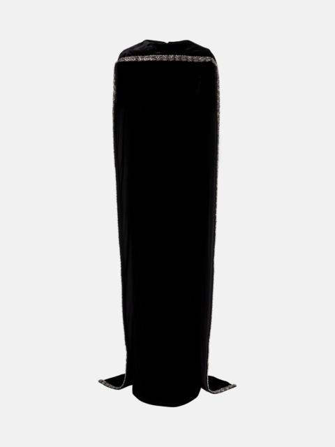 ROLAND MOURET Caped embellished velvet gown