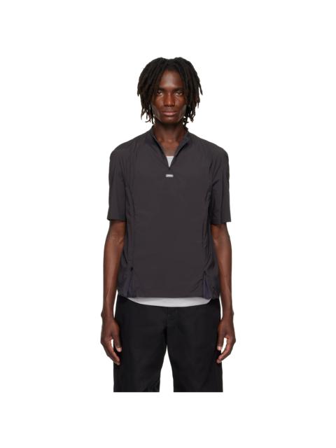AMOMENTO Gray Mock Neck Zip T-shirt