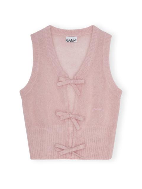 GANNI PINK MOHAIR TIE STRING VEST