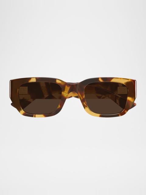 Bottega Veneta Men's Bv1400s-002 Intrecciato Acetate Rectangle Sunglasses