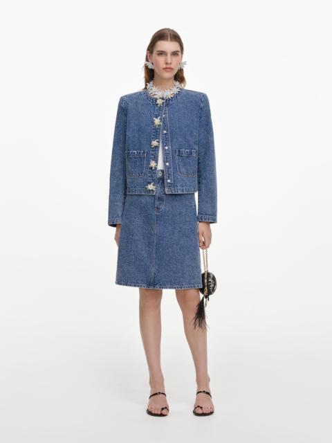 self-portrait Textured Denim Mini Skirt