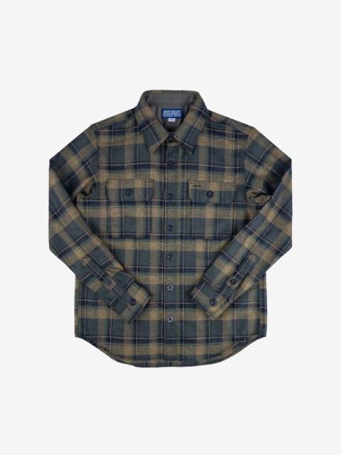 Iron Heart IHDR-434-HHG 14oz Fox Brothers®  Check Flannel CPO Shirt - Rustic Yellow, Hickory & Hunter Green