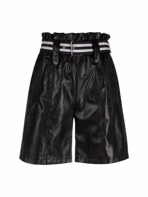 PINKO belted faux-leather shorts