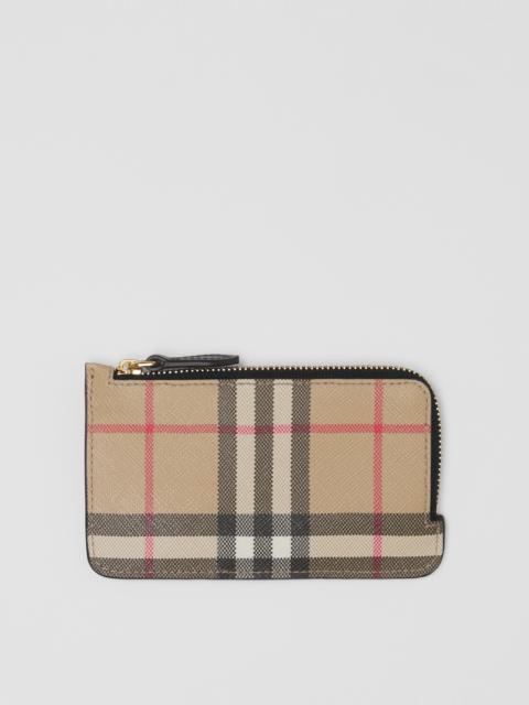 Burberry Vintage Check and Leather Zip Card Case