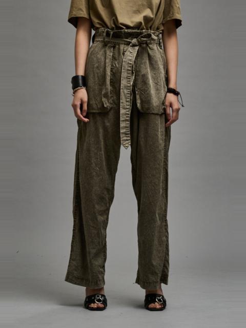 R13 BELTED UTILITY PANT - OLIVE GARMENT DYE