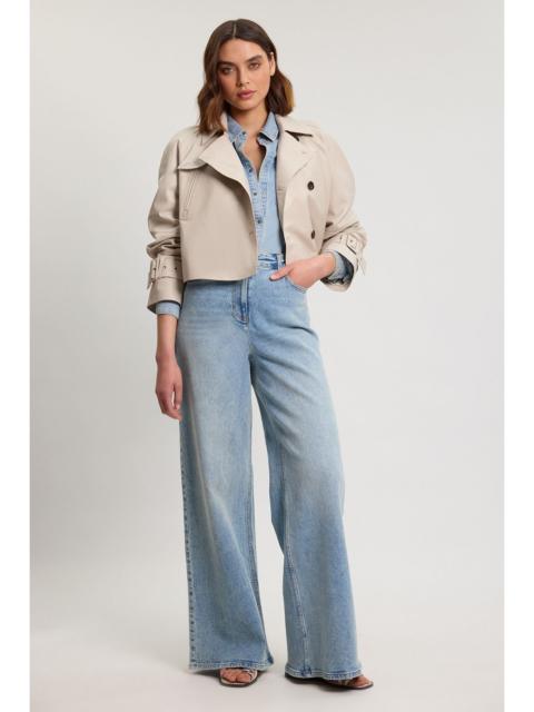 KAREN MILLEN Leather High Neck Crop Trench Coat
