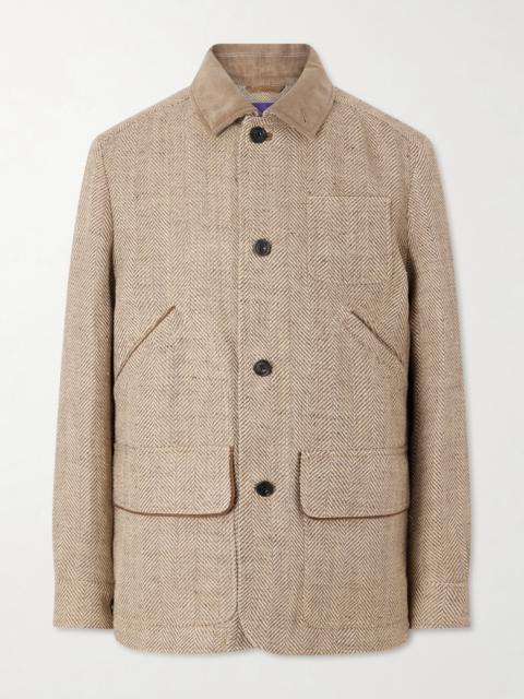 Ralph Lauren Corduroy and Suede-Trimmed Herringbone Linen Field Jacket
