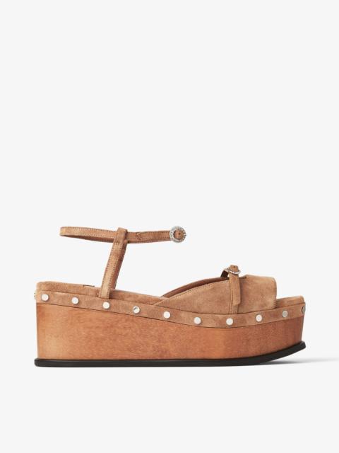 JIMMY CHOO Kata 60
Toffee Velvet Suede Sandal Wedges