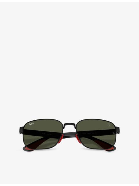 Ray-Ban RB8329M Scuderia Ferrari Irregular-Frame Metal Sunglasses