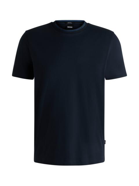 BOSS MERCERIZED-COTTON SLIM-FIT T-SHIRT WITH COLLAR STRIPE