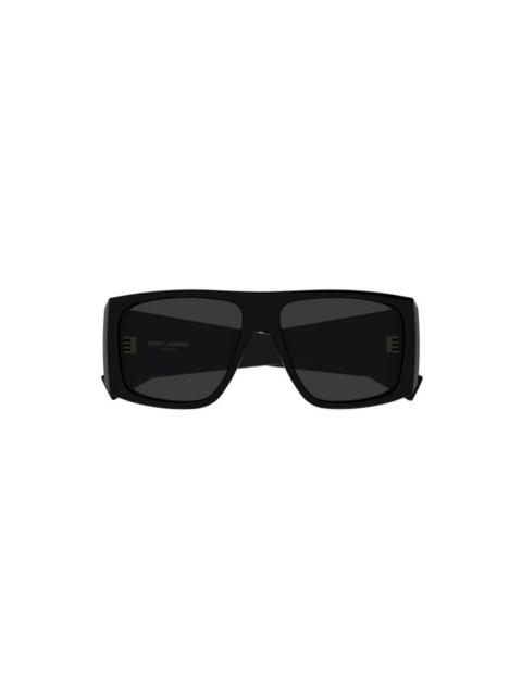 SAINT LAURENT WIDE RECTANGULAR SUNGLASSES (BLACK)