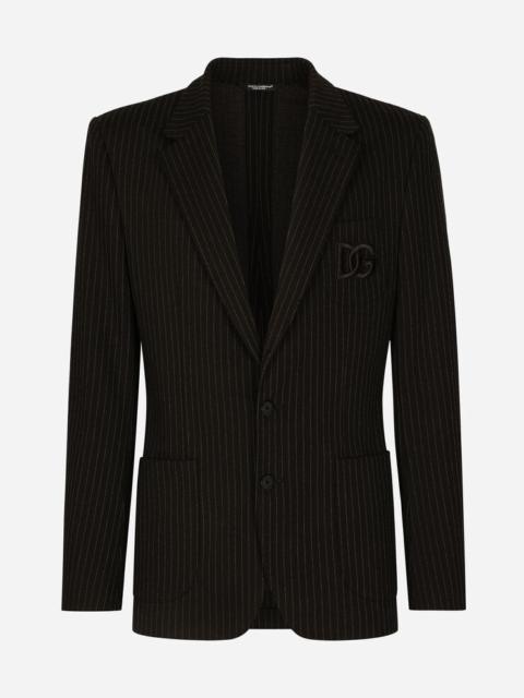 Pinstripe stretch jersey Portofino jacket