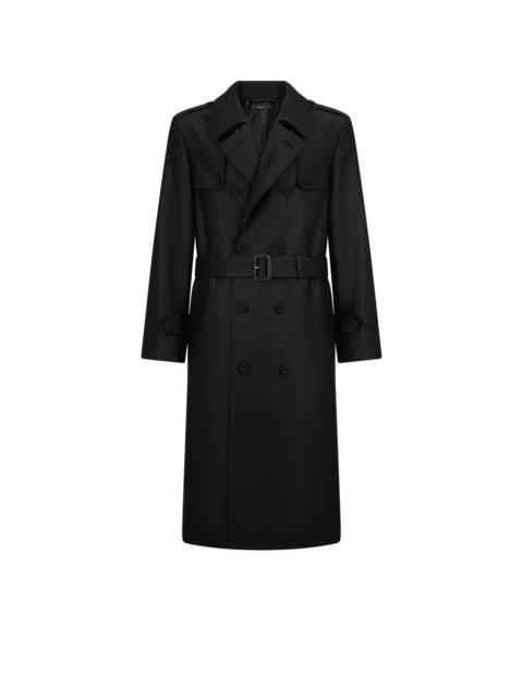 WOOL SILK FAILLE TRENCH COAT