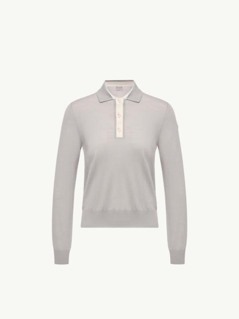 Moncler Wool Long Sleeve Polo Shirt