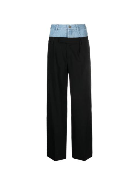 Dion Lee panelled straight-leg wool trousers