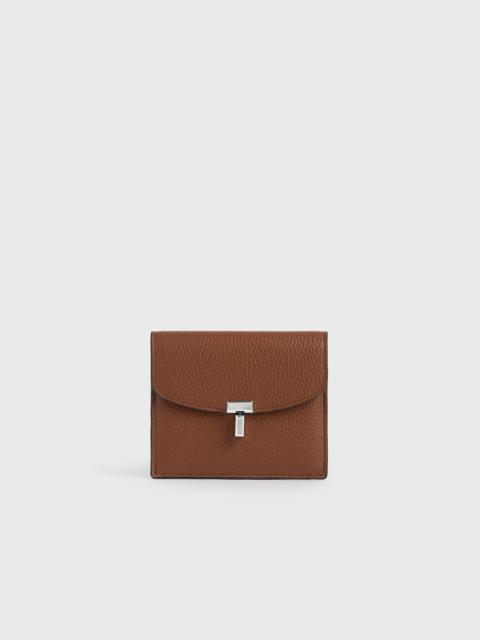 TOTEME T-lock grained-leather cardholder sienna