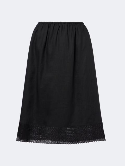 POSSE Alfie embroidered linen midi skirt