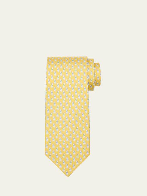 Men's Terrier-Print Silk Tie