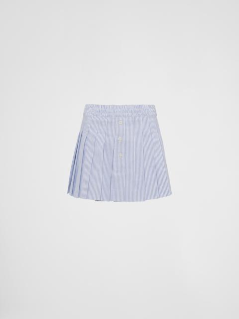 Prada Oxford cotton pleated miniskirt