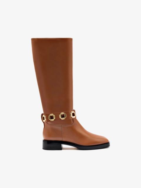 Larroudé Milan Flat Boot In Caramel Leather